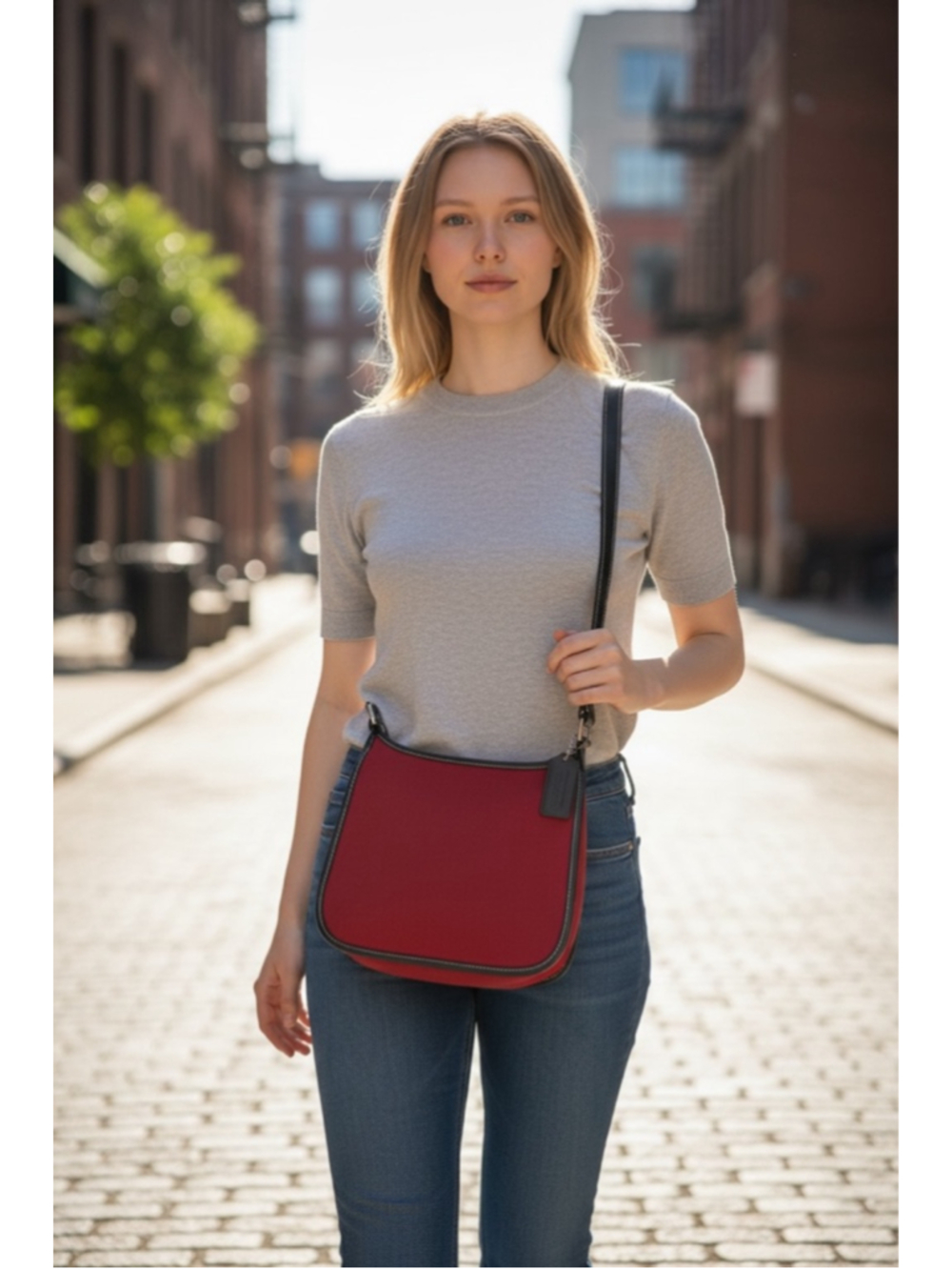 Vintage Coach Hippie 8114 Slim Canvas & Leather Flap Crossbody Bag Burgundy Red - Picture 11 of 12